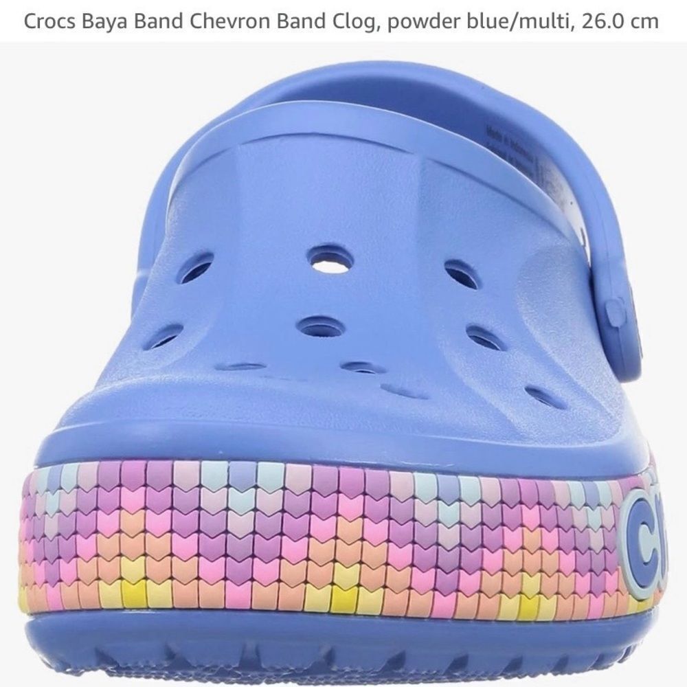 ✨Crocs Baya Band Chevron Band Clog, powder blue/multi ✨